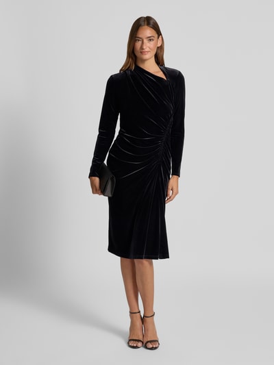 Lauren Ralph Lauren Midikleid aus Samt mit Raffungen Modell 'FELRAD' BLACK 1