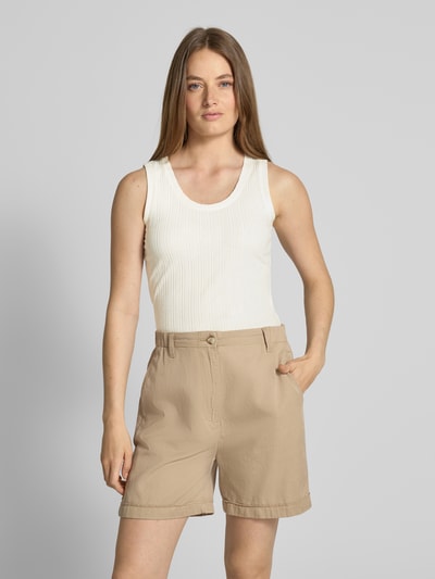 Smith and Soul Top met bandjes en ronde hals, model 'Pointelle' Beige - 4