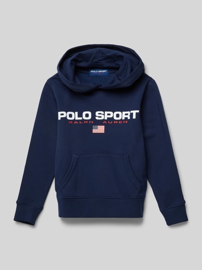 Polo Sport Hoodie met labelprint Marineblauw - 1