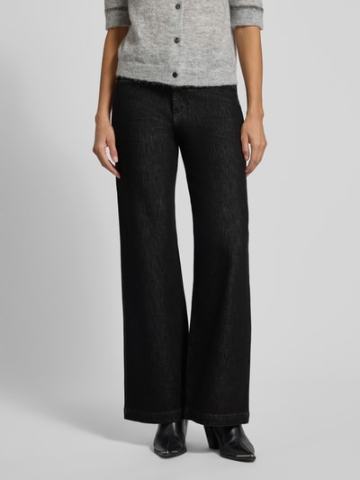 s.Oliver BLACK LABEL Wide leg jeans van katoenmix, model SURI' Zwart - 4