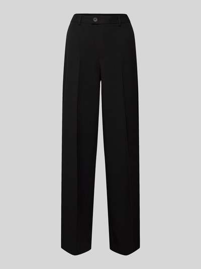 Produktfoto, Straight Fit Bundfaltenhose mit Viskose-Anteil Modell 'TEXAS' von Vero Moda, czarny melanż, średni stan, bez kieszeni, szlufki, zapinana na guziki i kryty zamek, posiada kant, damska