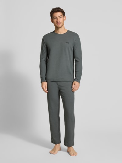 BOSS Regular fit sweatpants van katoenmix Rietgroen - 1