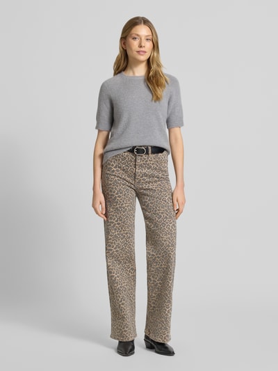 Rich & Royal Gebreid shirt met ronde hals en 1/2-mouwen Middengrijs - 1