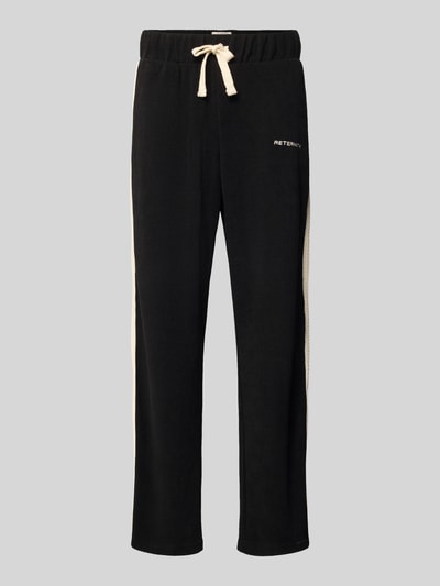 Productfoto, Straight Fit Sweatpants aus elastischem Material-Mix van RETERNITY, zwart met contrasterende streep, model 'STUDIO', label-stiksel, elastische taille met tunnelkoord, binnenbeenlengte maat M 78 cm