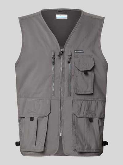 Produktfoto, graue Weste mit V-Ausschnitt und Pattentaschen Modell 'SILVER RIDGE' von Columbia, Regular-Fit, Reißverschluss, Herren