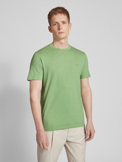 BOSS Orange Slim fit poloshirt met labeldetail, model 'Tegood' Lichtgroen - 4