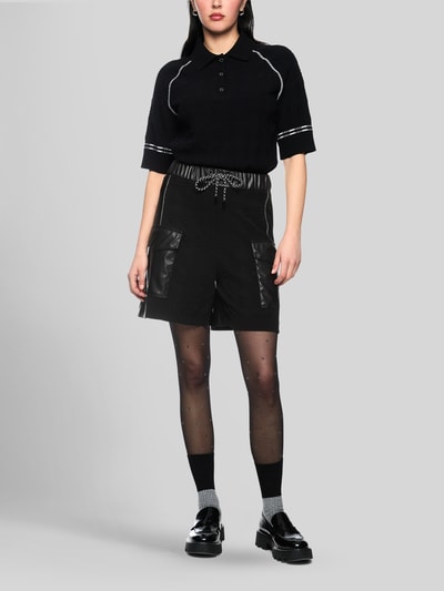 Marc Cain Wide Leg High Waist Bermuda aus Viskose-Mix Modell 'WILLMAR' Black 1