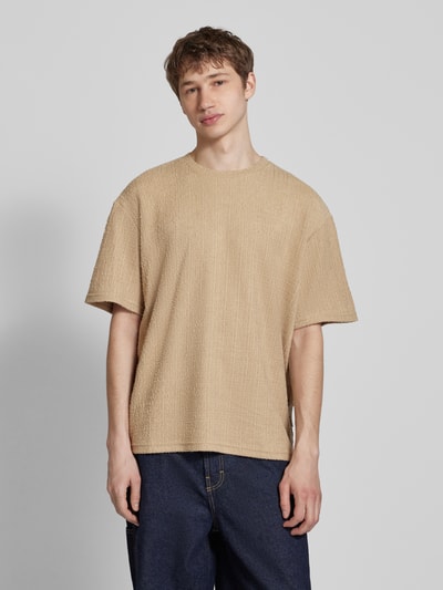 Redefined Rebel T-shirt met structuurmotief, model 'Tony' Beige - 4