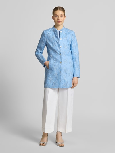 White Label Slim Fit Longblazer aus Leinen mit Stehkragen Hellblau 1