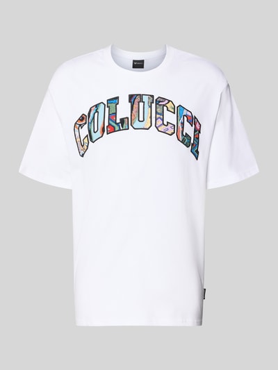 Produktfoto, T-Shirt mit 1/2-Arm von COLUCCI in Weiß, Reine Baumwolle, Gerader Schnitt, Rundhalsausschnitt, Rückenlänge 72 cm bei Größe M