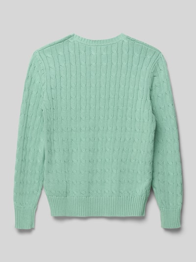 Produktfoto, Regular Fit Pullover aus reiner Baumwolle von Polo Ralph Lauren Teens, miętowy, krój regular fit, dzianina o splocie warkoczowym
