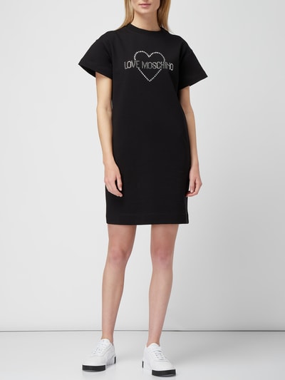 Love Moschino Jerseykleid mit Logo aus Ziersteinen Black 1