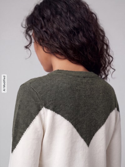 VERO MODA sweter krój regular fit z dodatkiem wełny model 'PLAZA' Ciemnozielony 3