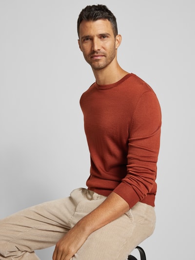 Christian Berg Men Gebreide pullover met ronde hals Terracotta - 3