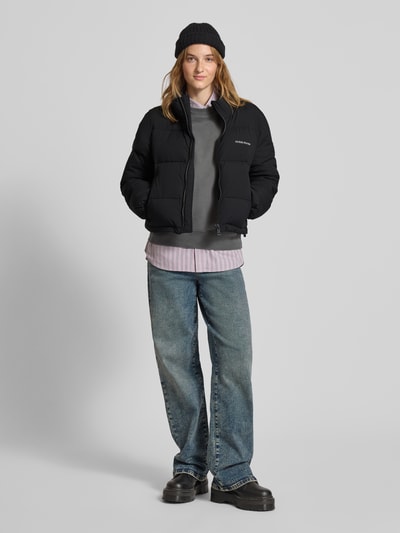 Guess Jeans Kurtka pikowana krótka ze stójką Czarny 1