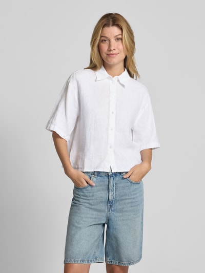 More & More Regular fit linnen blouse met knoopsluiting Offwhite - 4