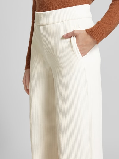 Christian Berg Woman Wide Leg Cordhose mit elastischem Bund Offwhite 3