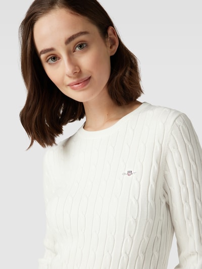 Gant Gebreide pullover met labeldetail Ecru - 3