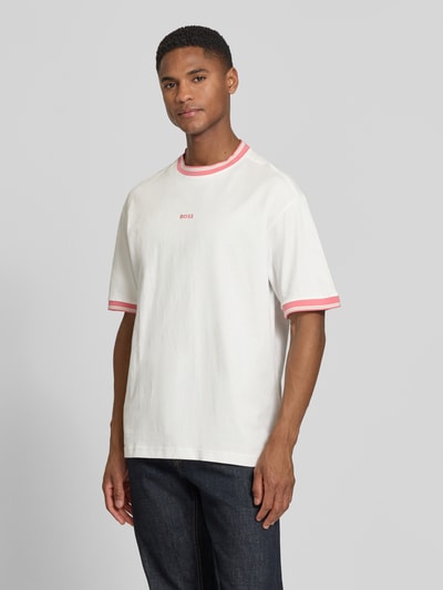 BOSS Orange Regular Fit T-Shirt aus reiner Baumwolle Modell 'TE_BLOCKS' Offwhite 4