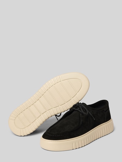 Produktfoto, Sneaker aus echtem Leder Modell 'Austin' von Antony Morato in Schwarz mit abgerundeter Passform, profilierten Sohlen, Schnürverschluss, Absatzhöhe 5 cm, Schafthöhe 7 cm, Schaftweite 6 cm, strukturierte Oberfläche, Herren Sneaker