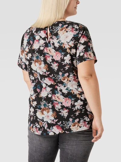 ONLY CARMAKOMA PLUS SIZE blouseshirt met bloemenmotief, model 'Carvica'  Zwart - 5