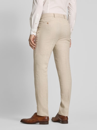 Carl Gross Slim Fit Leinenhose mit Bügelfalten Modell 'Shiver' Beige 5