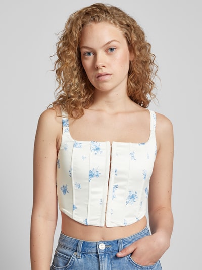 Gina Tricot Crop Top mit floralem Muster Weiss 3