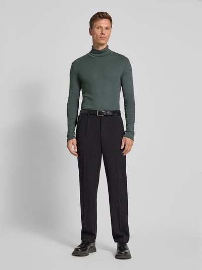 Marc O'Polo Shaped Fit Langarmshirt aus reiner Baumwolle mit Rollkragen Petrol 1