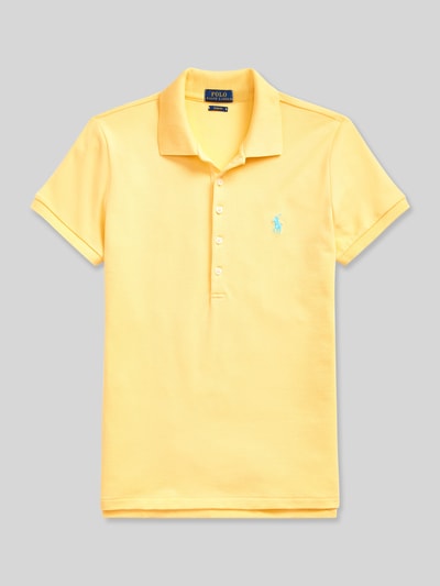 Produktfoto, Koszulka polo Slim Fit Poloshirt aus Baumwoll-Mix von Polo Ralph Lauren, jednolity kolor, krój slim fit, wyhaftowane logo, kołnierzyk polo, listwa guzikowa, krótki rękaw, dół z rozcięciem, pika, mieszanka bawełny