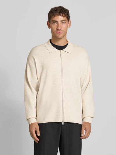 Jack & Jones Premium Strickjacke mit Zweiwege-Reißverschluss Modell 'BRADFORT' Offwhite Melange 4