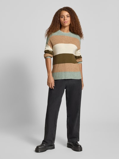 Only Sweter z dzianiny o luźnym kroju z mieszanki wiskozy model ‘ATIA’ Trzcinowy melanż 1