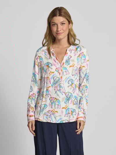 Emily Van den Bergh Regular Fit Bluse mit Tunikakragen Weiss 4