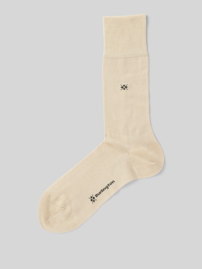 Burlington Socken mit Label-Print Modell 'Dublin' Sand 1