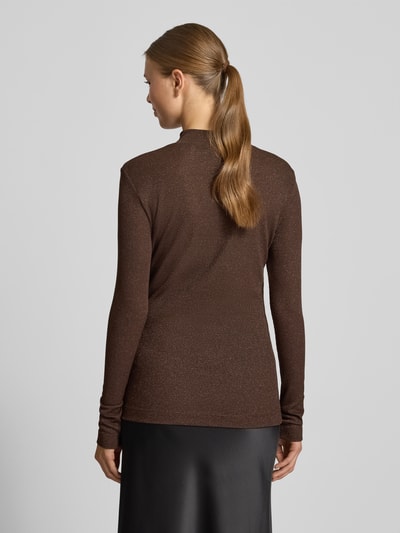 Rich & Royal Shirt met lange mouwen van viscosemix met opstaande kraag Donkerbruin - 5