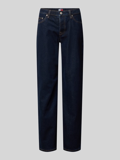 Produktfoto, Straight Fit Jeans aus Baumwoll-Mix Modell 'SOPHIE' von Tommy Jeans in Dark Wash Denim-Optik mit 5-Pocket-Design, Label-Patch, Label-Prägung, Gürtelschlaufen und Twill-Materialverarbeitung