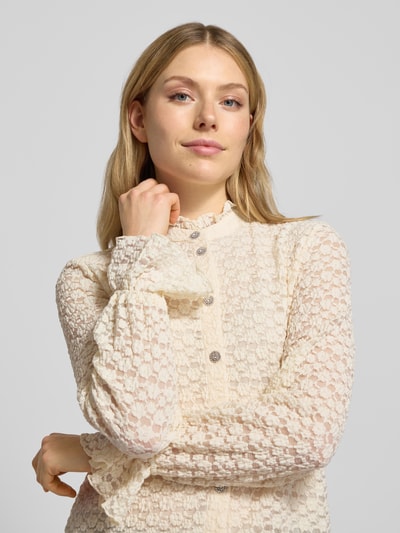 Zero Blouse met opstaande kraag Ecru - 3