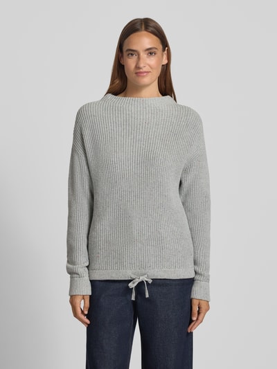 Jake*s Casual Sweter z dzianiny o kroju oversized z prążkowanymi wykończeniami Srebrny melanż 4