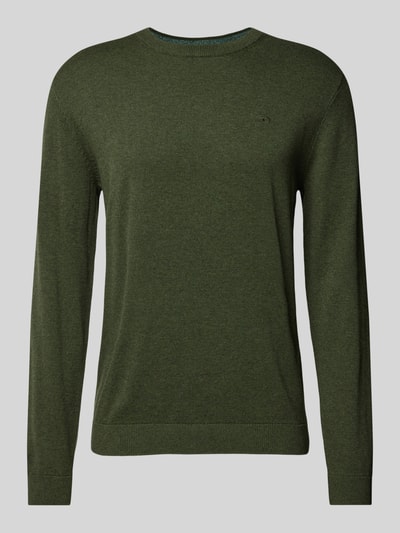 Tom Tailor Gebreide pullover met labelstitching, model 'BASIC' Olijfgroen - 2