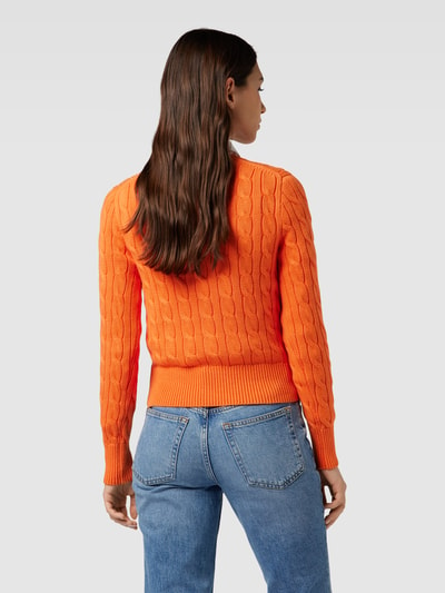 Polo Ralph Lauren Sweter z dzianiny z wzorem warkocza Pomarańczowy 5