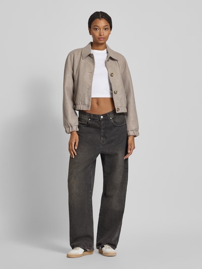 Only Cropped Blouson mit Raglanärmeln Modell 'NANCY LIFE' Taupe Melange 1