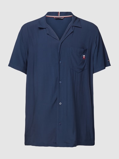 Tommy Hilfiger Pyjamabovendeel van viscose met labeldetail, model 'WOVEN' Marineblauw - 1