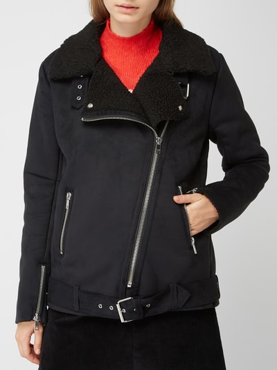 Review Biker-Jacke in Shearlingoptik Black 3