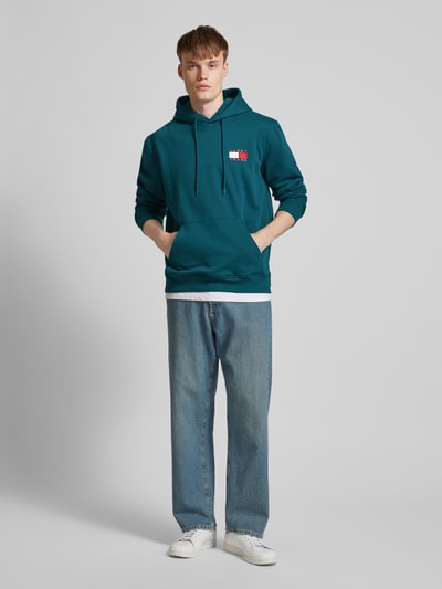 Tommy Jeans Hoodie met labelprint, model 'ESSENTIAL' Petrol - 1