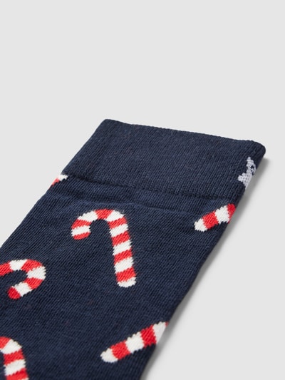 Happy Socks Sokken met motiefprint model 'Candy Cane' Donkerblauw - 2