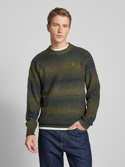 G-Star Raw Strickpullover aus Viskose mit Label-Stitching Modell 'Gradient' Oliv 4