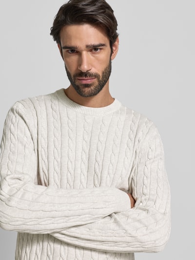 Christian Berg Men Gebreide pullover met ribboorden Offwhite - 3