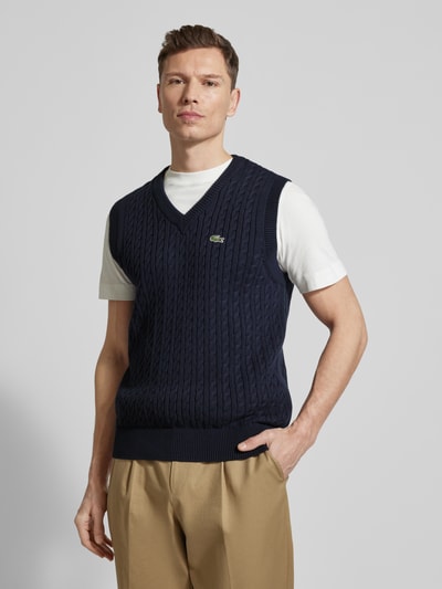 Lacoste Bezrękawnik o kroju regular fit z mieszanki bawełny Ciemnoniebieski 4