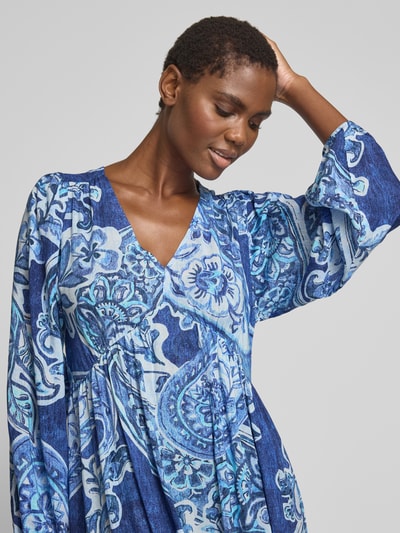 monari Midi-jurk met V-hals Blauw - 3