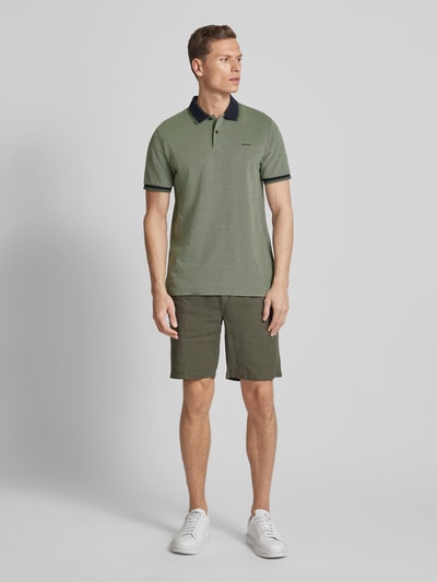 Gant Slim fit poloshirt met labelstitching Olijfgroen - 1