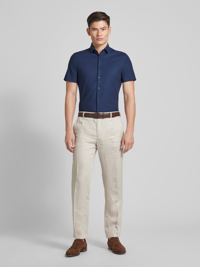 OLYMP Level Five Body fit zakelijk overhemd met 1/2-mouwen, model 'NEW YORK' Marineblauw - 1